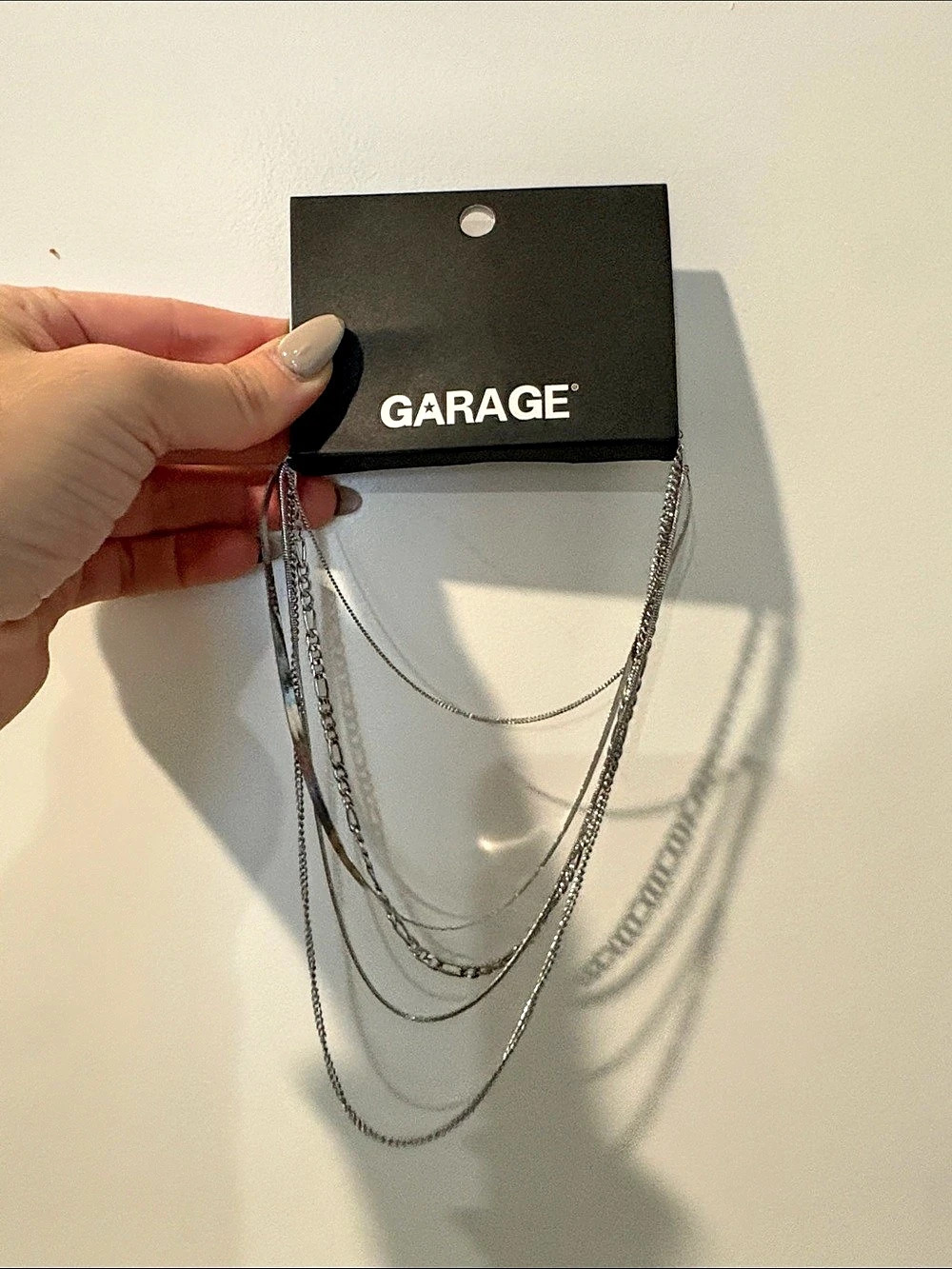 Garage Scrod Clean Diamond Cut Oval Pendant Multi-Chain Necklace Set